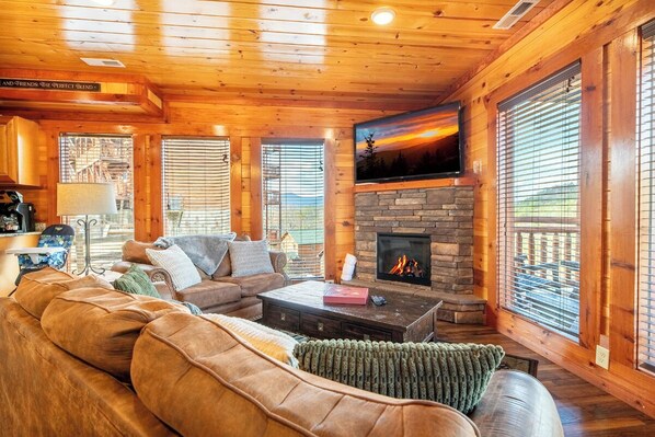 TV, fireplace, DVD player, foosball