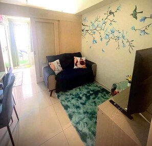 Condo, 2 Bedrooms, Accessible, Smoking | Living area - Condo With Balcony at Makati SM Jazz (Makati)