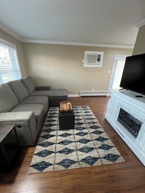 TV, fireplace