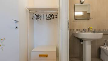 Shower, hair dryer, bidet, soap