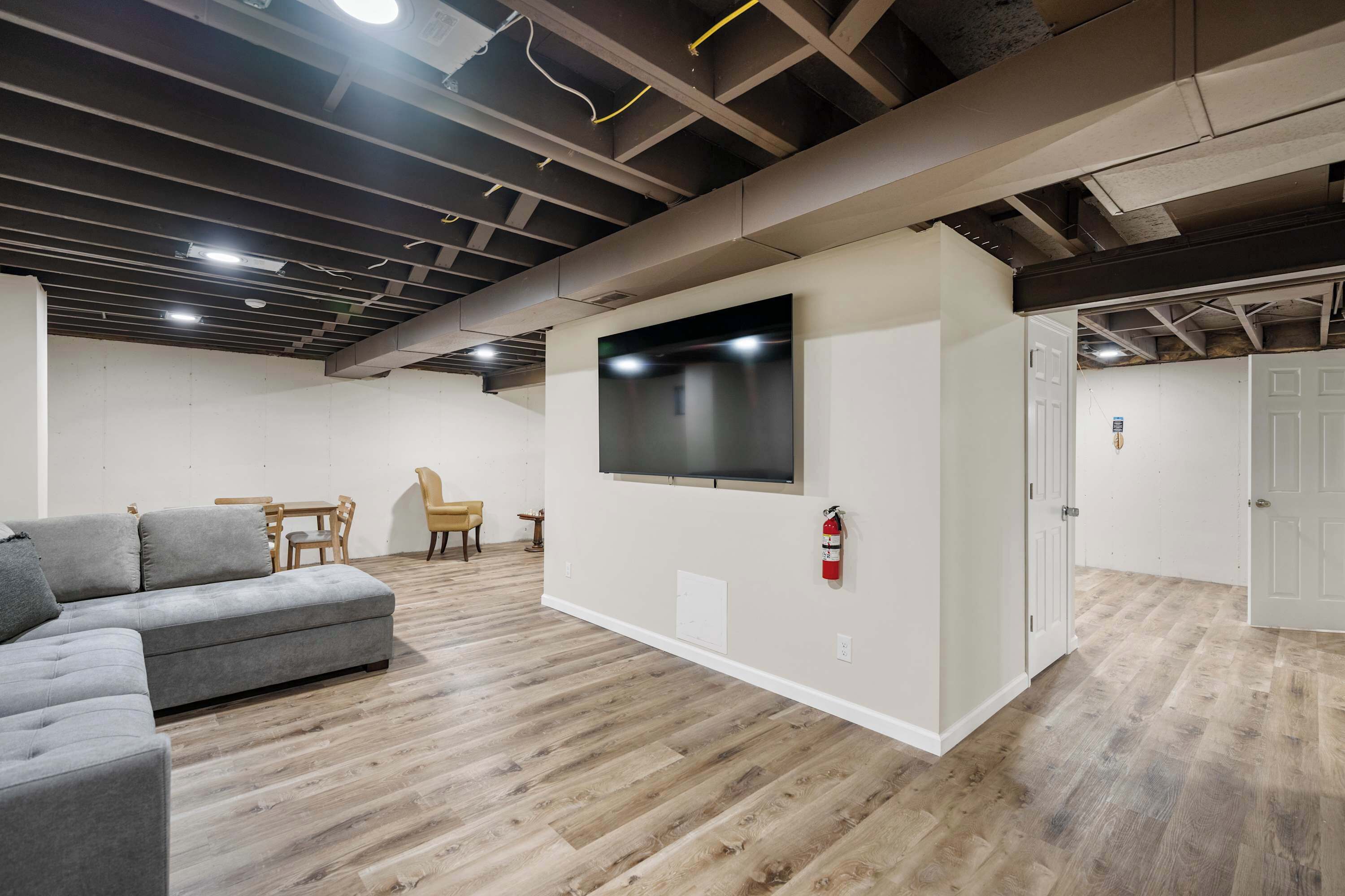 TV, foosball, offices