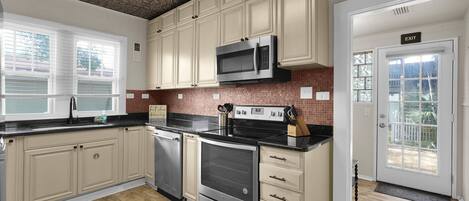 Microwave, oven, stovetop, dishwasher