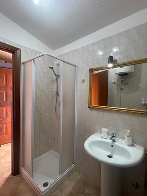 Regadera, secadora de cabello, bidet, toallas