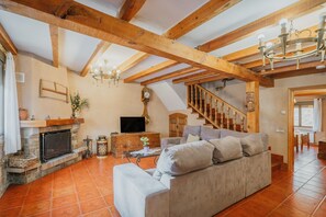 TV, fireplace