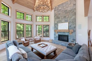 TV, fireplace, foosball, offices - Pemi Riverfront | Direct River and Swimming Access (Lincoln)