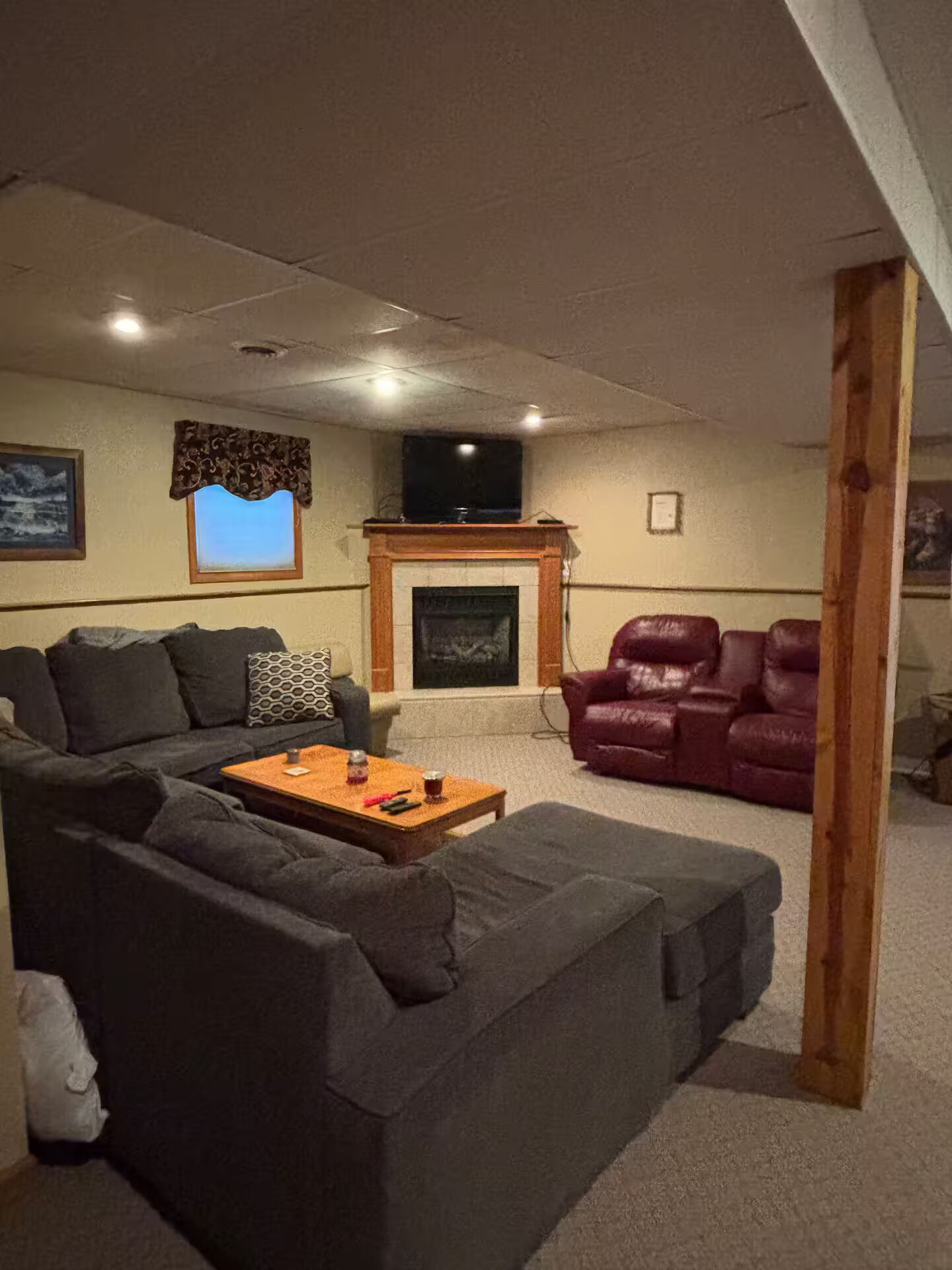 Smart TV, fireplace, video games