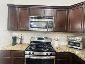 Microwave, oven, stovetop, dishwasher