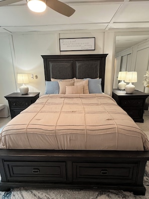 Desk, free WiFi, bed sheets