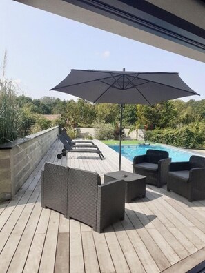 Piscine extérieure, piscine chauffée