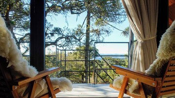 Cabana luxo, vista para a montanha | Área de estar