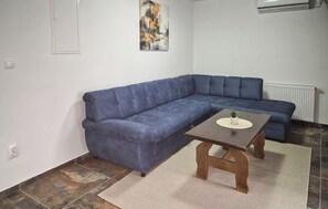 Smart TV, fireplace, foosball