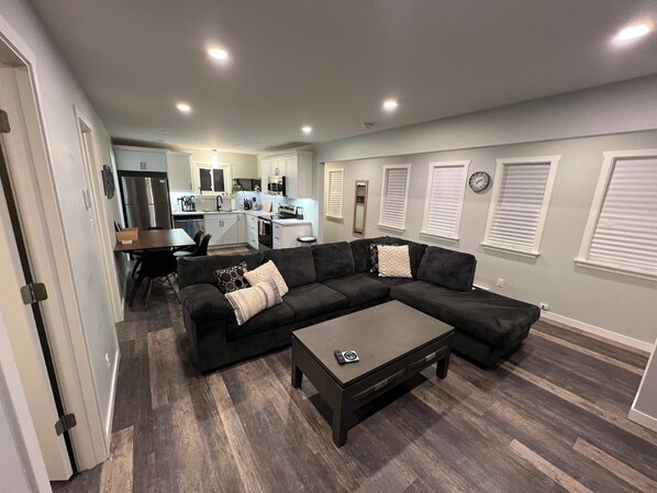 Smart TV, DVD player, books, video library