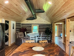 Dining - Trout Hollow Waterfront Cabin 2 BR, Sleeps 6, Riverfront Hottub Traverse City Mi (Traverse City)
