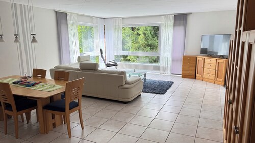 130 sqm apartment with garden and parking space