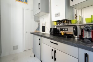 Fridge, microwave, oven, dishwasher