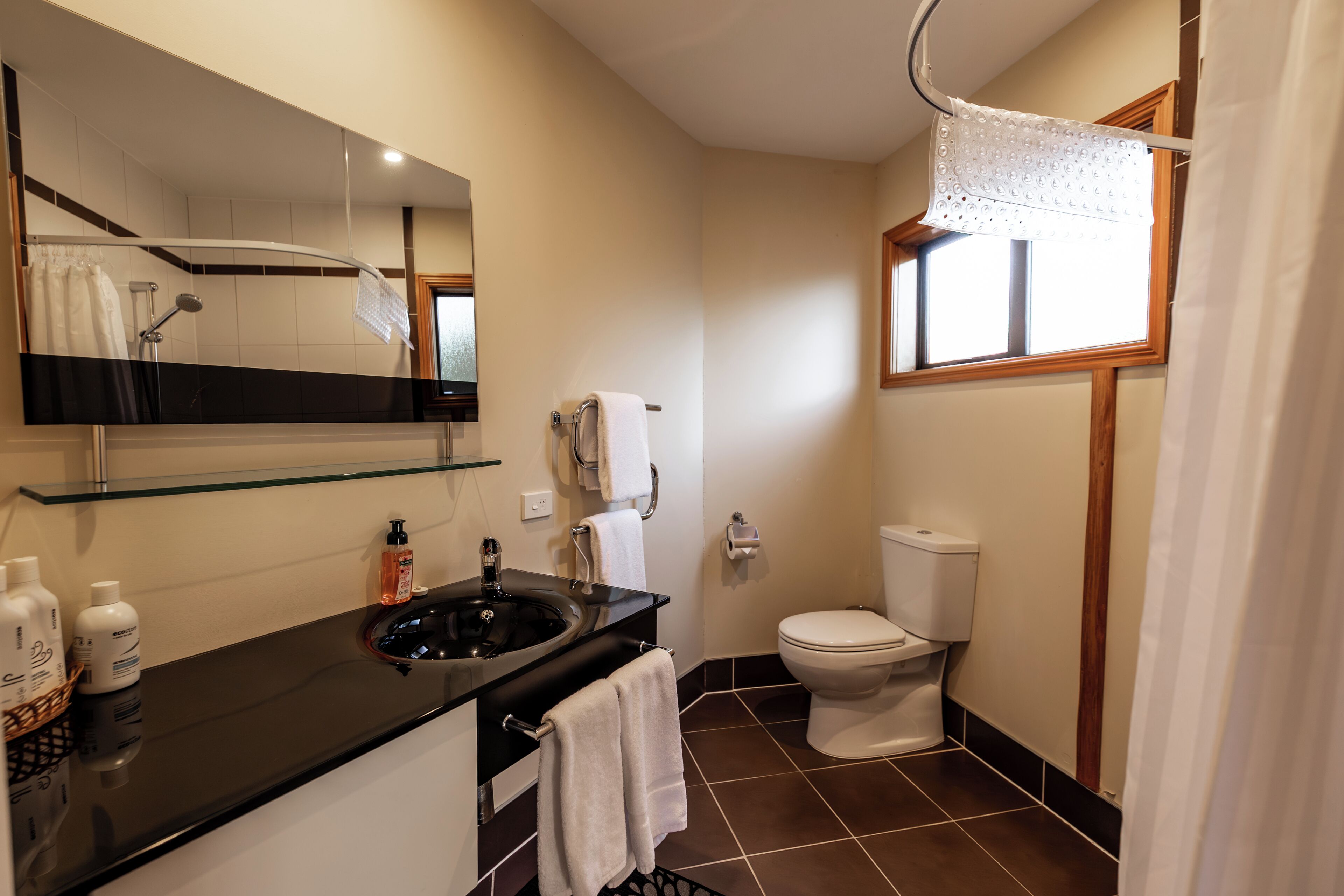 Sèche-cheveux, serviettes fournies, savon, papier toilette
