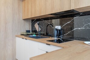 Fridge, microwave, stovetop, toaster