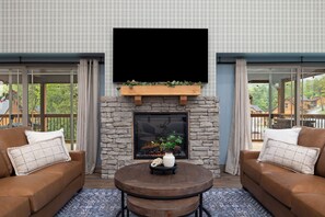 TV, fireplace