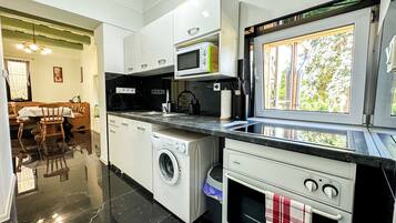 Family House, Multiple Bedrooms (Nora Guest House) | Private kitchen | Fridge, microwave, oven, stovetop