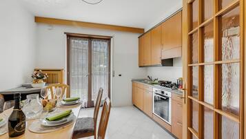 Standard Apartment, 2 Bedrooms (The Olive Tree Garden With Mountain) | Private kitchen | Fridge, oven, stovetop, coffee/tea maker
