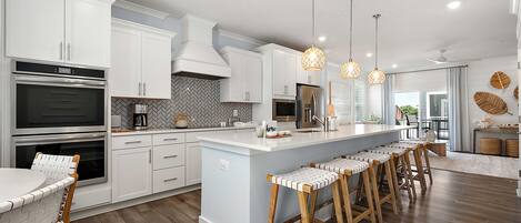 Fridge, microwave, oven, dishwasher