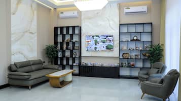 43-inch flat-screen TV with cable channels