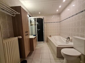 Hair dryer, soap, toilet paper