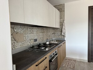 Fridge, oven, dishwasher, coffee/tea maker