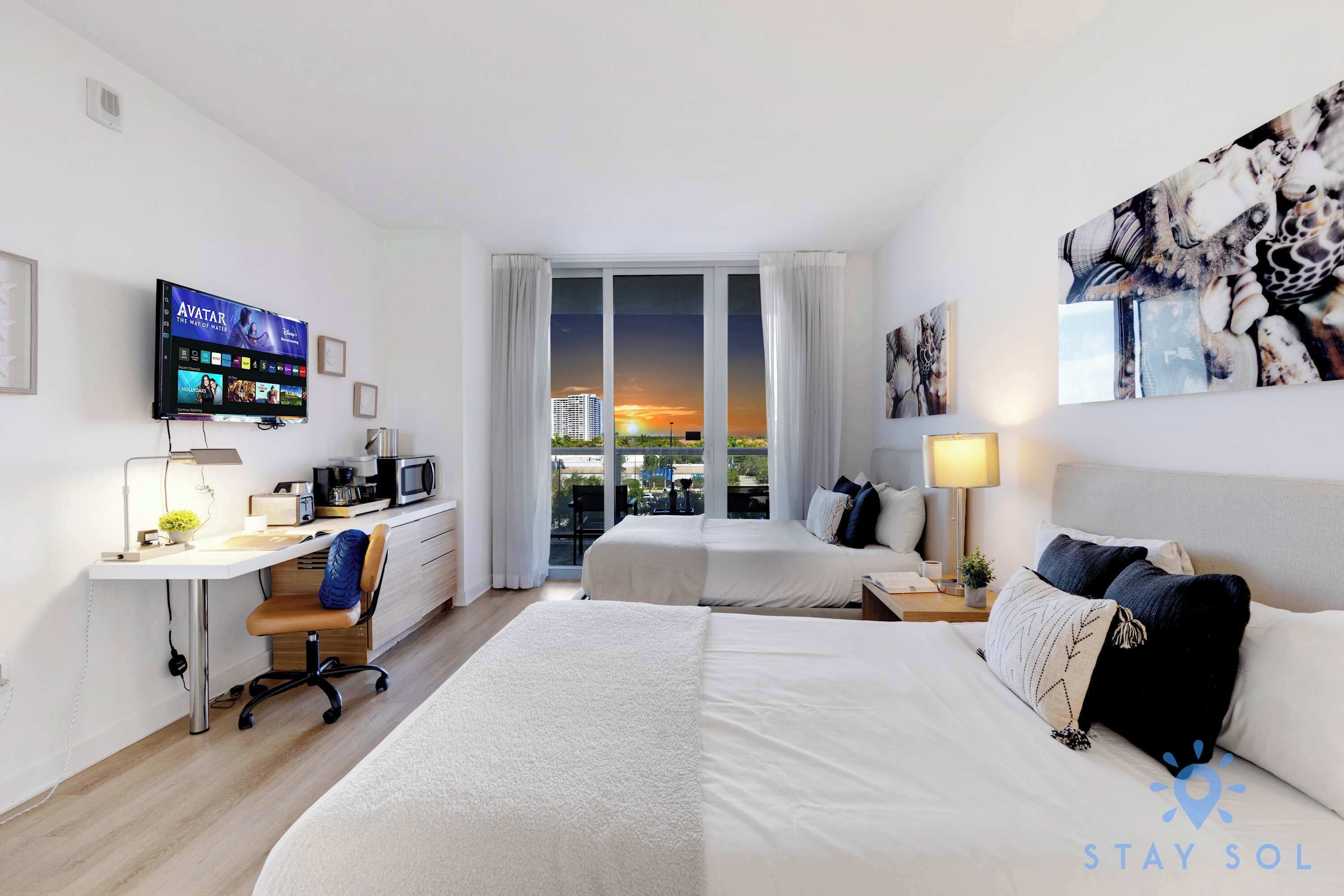 Desk, iron/ironing board, travel crib, WiFi