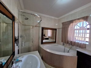 Secador de cabelo, toalhas de banho, sabonete, papel higiênico