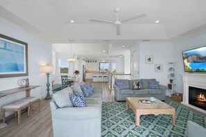 TV, fireplace, offices