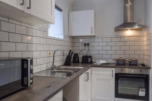 Fridge, microwave, oven, electric kettle