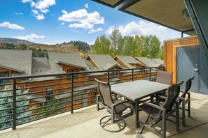 Outdoor dining - Sunsational Views at this Alpenglow Property, Spacious, Ski Area Locker (Steamboat Springs)