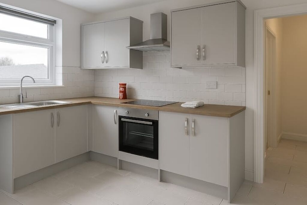 Fridge, microwave, oven, electric kettle