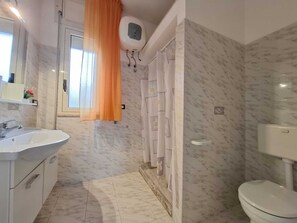 Shower, bidet, toilet paper