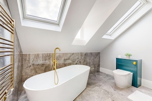 Shower, towels, toilet paper