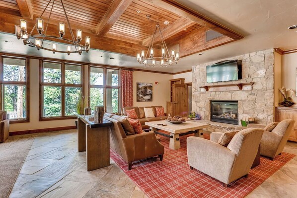 TV, fireplace, offices