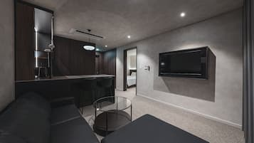 Fjölskyldusvíta - 2 meðalstór tvíbreið rúm - reyklaust - örbylgjuofn | Myrkratjöld/-gardínur, straujárn/strauborð, ókeypis þráðlaus nettenging