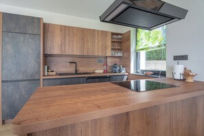 Luxury Villa, Multiple Bedrooms, Mountainside (Wellness Vila Vinita) | Private kitchen | Fridge, microwave, oven, stovetop