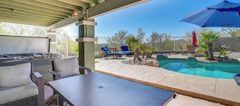 Backyard Oasis & Hot Tub: Mtn-view Wickenburg Home