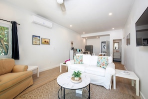 Condo, 1 Bedroom | Living area | Smart TV - Laughing Bird Studio #7 - Brand New Stylish Apartment, Pool, Bea 1 Bedroom Condo (Governor's Harbour)