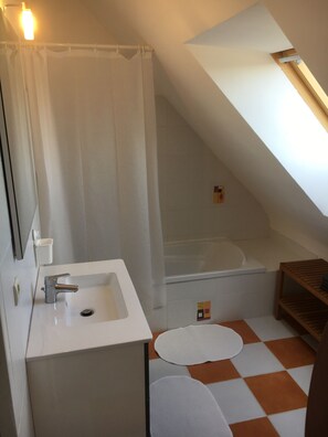 Hair dryer, towels, toilet paper