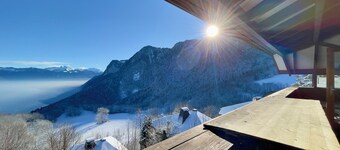 Chalet in the mountains with a view of Lake Geneva