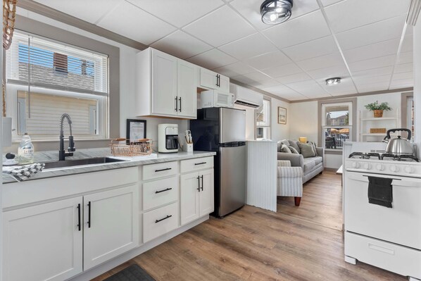 Fridge, oven, stovetop, dishwasher