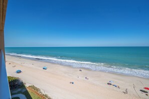 On the beach, sun loungers, beach towels - Oceanfront 2BR Condo Bright Breezy Beachfront Indian Harbour Beach, 606 (Indian Harbour Beach)
