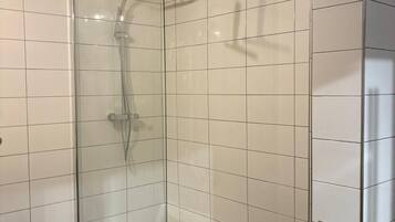 Shower, towels, toilet paper