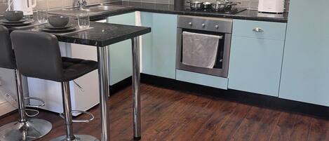 Fridge, oven, stovetop, toaster