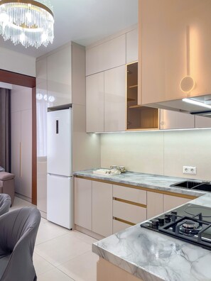 Private kitchen - 1-bedroom apartment in awesome Bishkek with AC (Bishkek)