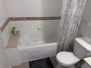 Hair dryer, towels, toilet paper