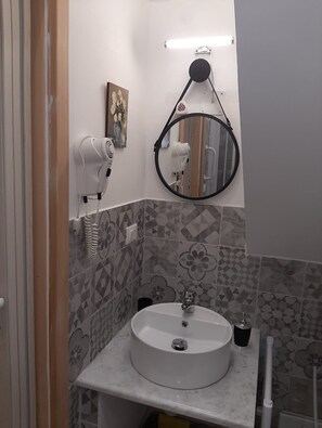 Shower, hair dryer, bidet, soap